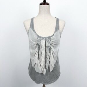 Hollister Y2K Vintage Top Womens M Gray Tank Top Lace Ruffle Dainty Fairy Whimsy